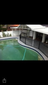 Paving around pool in Outdoor area